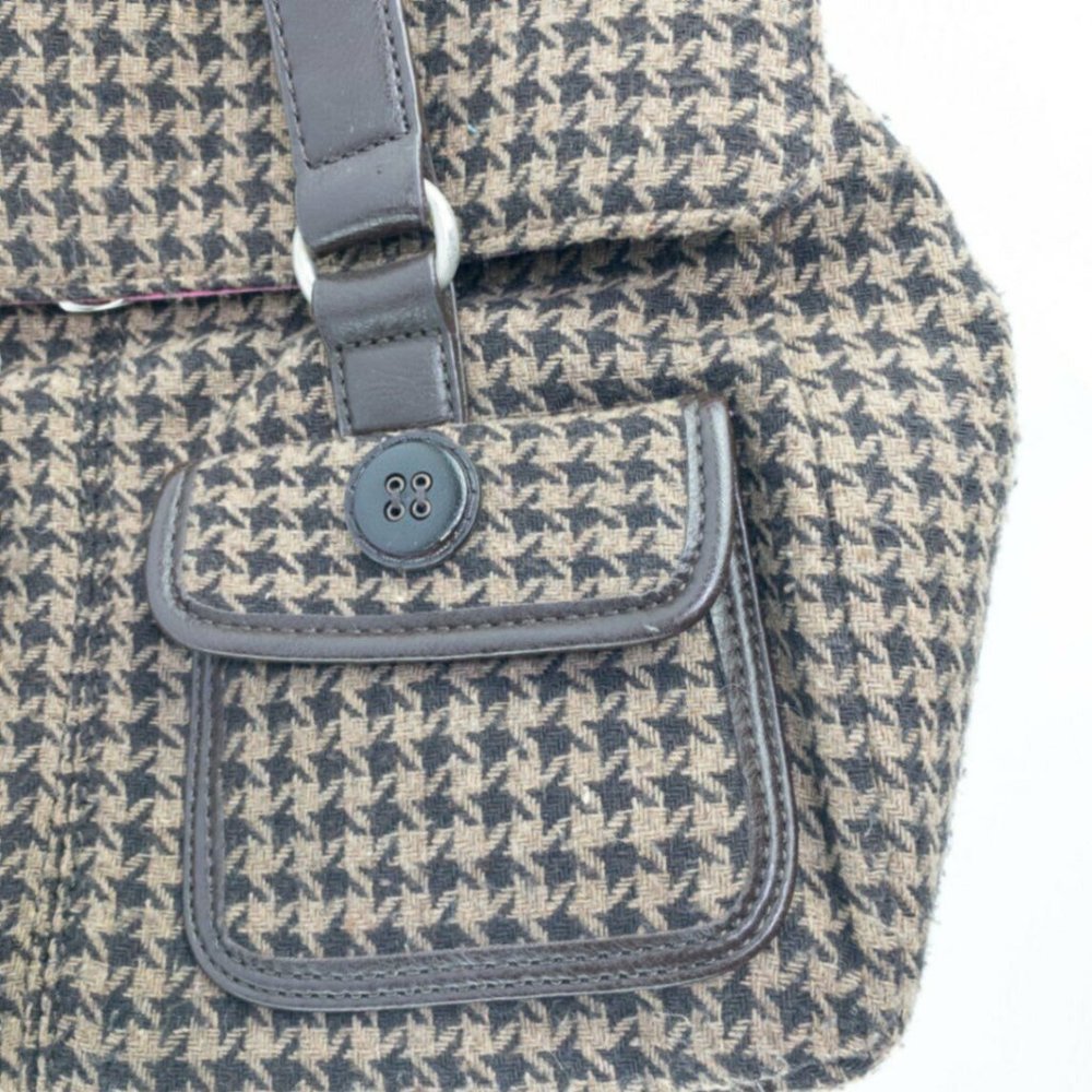 Liz Claiborne Bag Womens Wool Blend Outer Pockets Purse Hounds Tooth 10X8X4 - Picture 3 of 9
